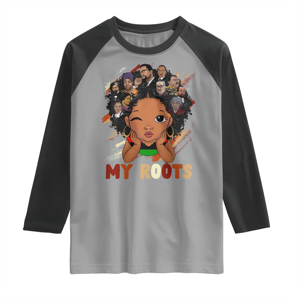 Black African Girl Raglan Shirt Black History Month Juneteenth Gift Afro Empowerment - Wonder Print Shop