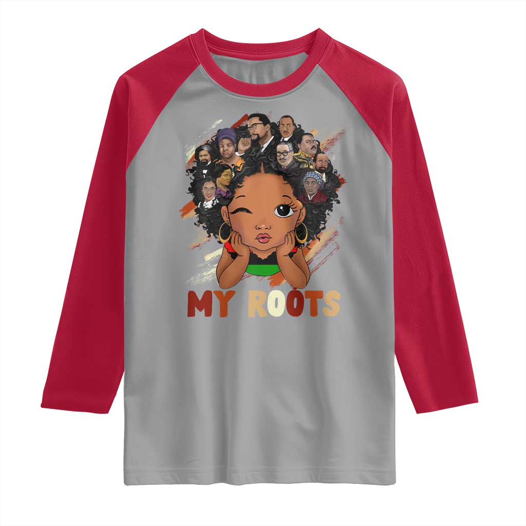 Black African Girl Raglan Shirt Black History Month Juneteenth Gift Afro Empowerment - Wonder Print Shop