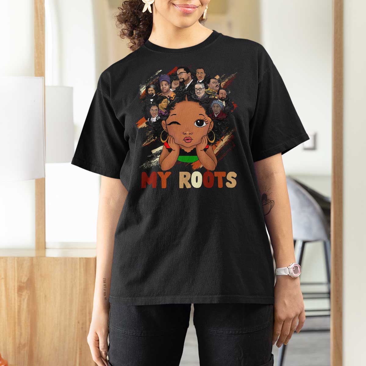 Black African Girl T Shirt For Women Black History Month Juneteenth Gift Afro Empowerment - Wonder Print Shop