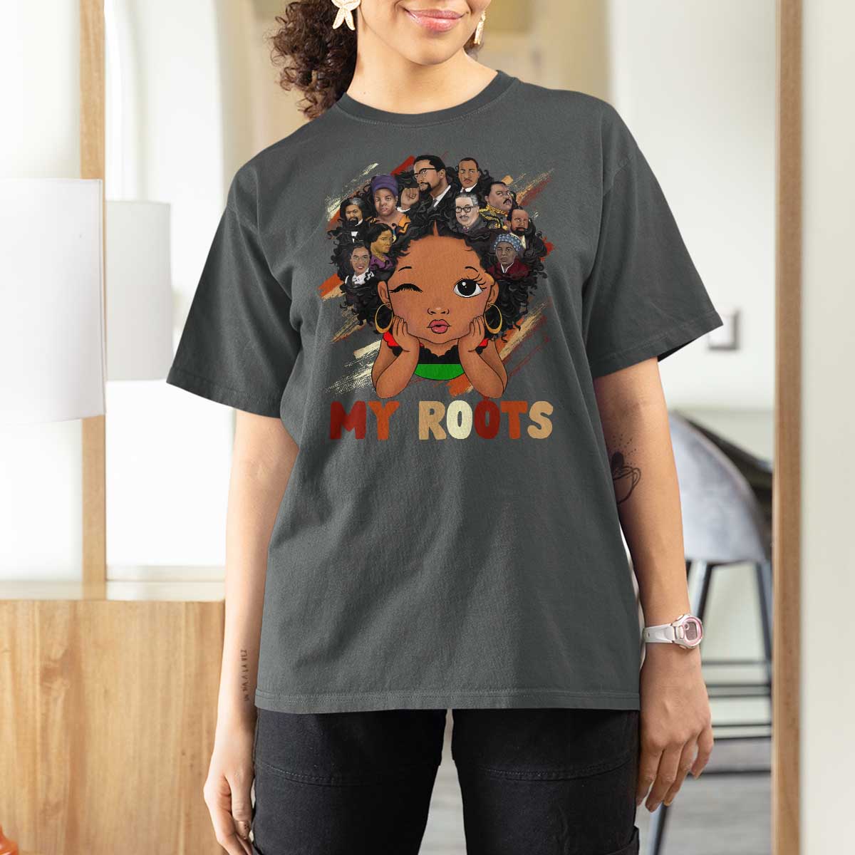 Black African Girl T Shirt For Women Black History Month Juneteenth Gift Afro Empowerment - Wonder Print Shop