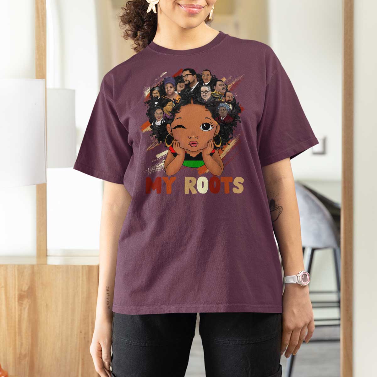 Black African Girl T Shirt For Women Black History Month Juneteenth Gift Afro Empowerment - Wonder Print Shop
