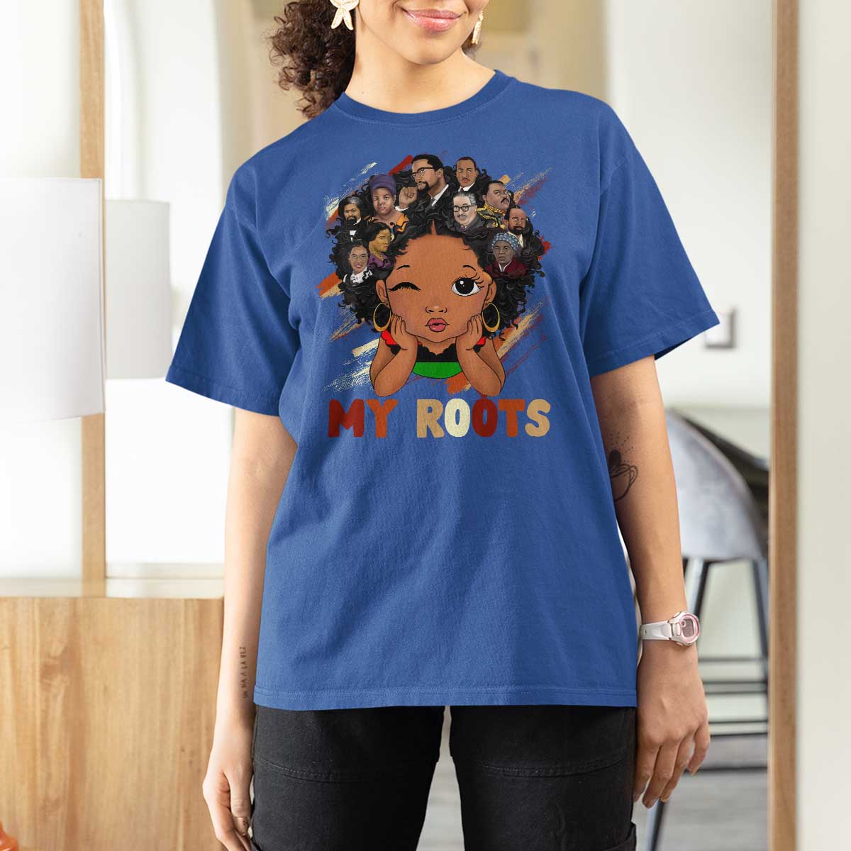 Black African Girl T Shirt For Women Black History Month Juneteenth Gift Afro Empowerment - Wonder Print Shop