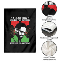 Malcolm X Quote Garden Flag Retro A Man Who Stands for Nothing Black History - Wonder Print Shop