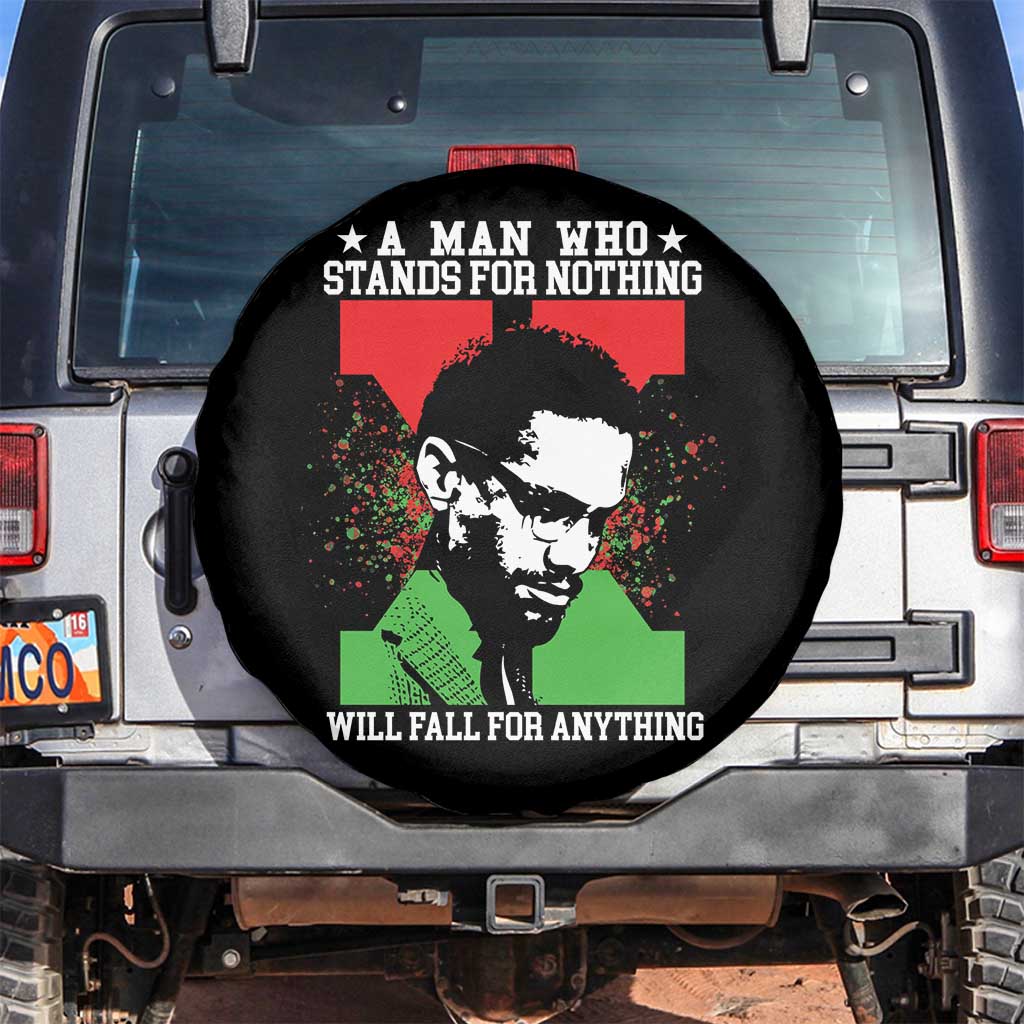 Malcolm X Quote Spare Tire Cover Retro A Man Who Stands for Nothing Black History - Wonder Print Shop