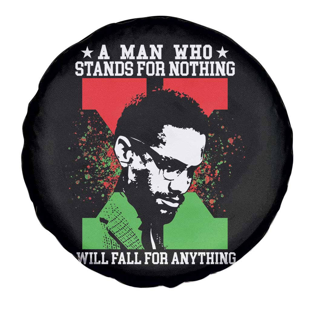 Malcolm X Quote Spare Tire Cover Retro A Man Who Stands for Nothing Black History - Wonder Print Shop