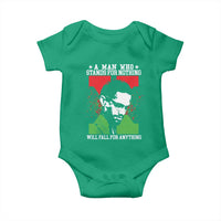 Malcolm X Quote Baby Onesie Retro A Man Who Stands for Nothing Black History - Wonder Print Shop