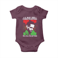 Malcolm X Quote Baby Onesie Retro A Man Who Stands for Nothing Black History - Wonder Print Shop
