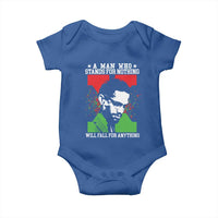 Malcolm X Quote Baby Onesie Retro A Man Who Stands for Nothing Black History - Wonder Print Shop