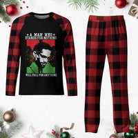 Malcolm X Quote Plaid Pajama Set Retro A Man Who Stands for Nothing Black History - Wonder Print Shop