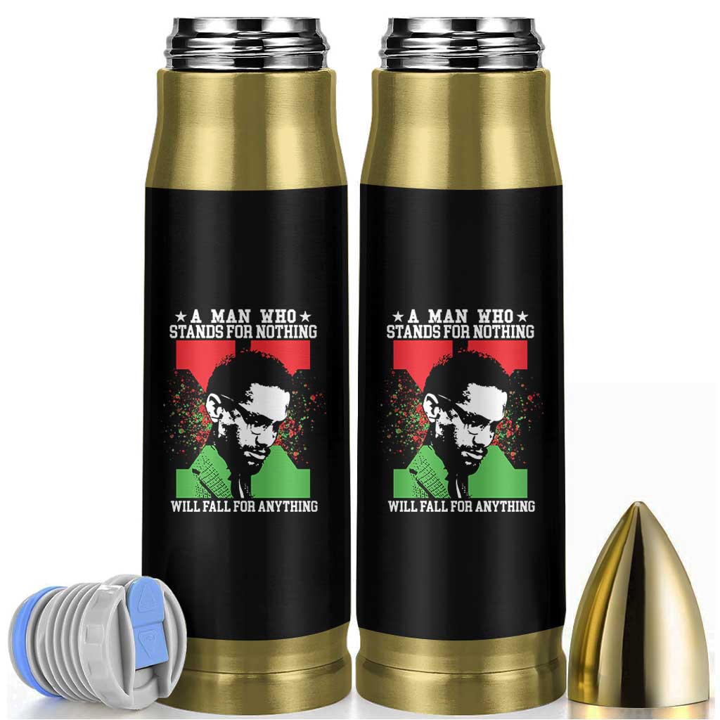 Malcolm X Quote Bullet Tumbler Retro A Man Who Stands for Nothing Black History - Wonder Print Shop