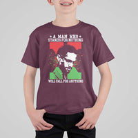 Malcolm X Quote T Shirt For Kid Retro A Man Who Stands for Nothing Black History - Wonder Print Shop