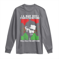 Malcolm X Quote Long Sleeve Shirt Retro A Man Who Stands for Nothing Black History - Wonder Print Shop