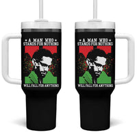 Malcolm X Quote Tumbler With Handle Retro A Man Who Stands for Nothing Black History - Wonder Print Shop