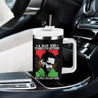 Malcolm X Quote Tumbler With Handle Retro A Man Who Stands for Nothing Black History - Wonder Print Shop