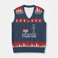 Funny Sarcastic V-Neck Knit Sweater Vest Well Not A Good Sign Gag Gift - Wonder Print Shop