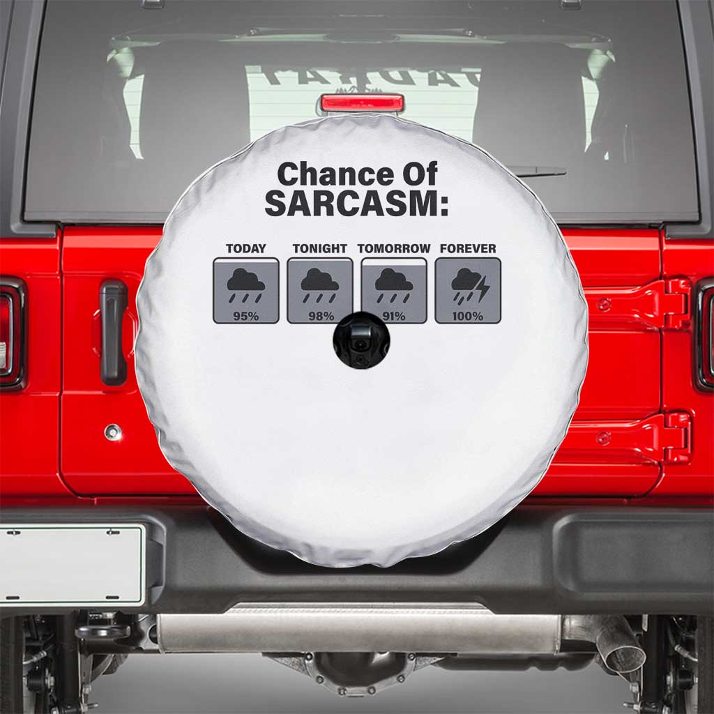 Funny Sarcastic Spare Tire Cover Chance Of Sarcasm Forecast Weather - Wonder Print Shop