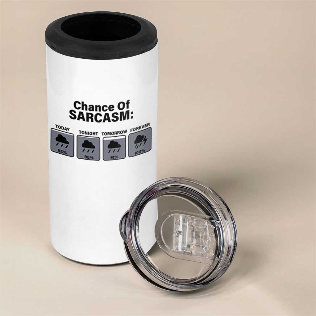 Funny Sarcastic 4 in 1 Can Cooler Tumbler Chance Of Sarcasm Forecast Weather - Wonder Print Shop