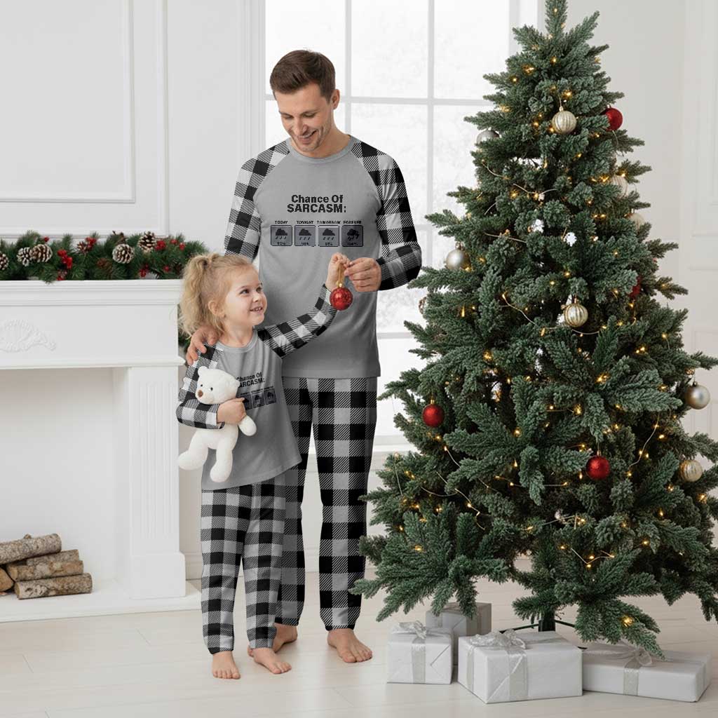 Funny Sarcastic Plaid Pajama Set Chance Of Sarcasm Forecast Weather - Wonder Print Shop