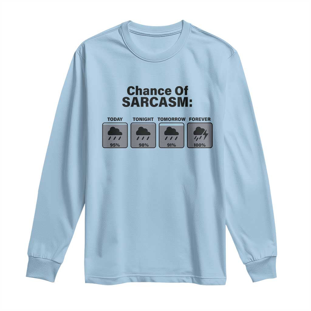 Funny Sarcastic Long Sleeve Shirt Chance Of Sarcasm Forecast Weather - Wonder Print Shop