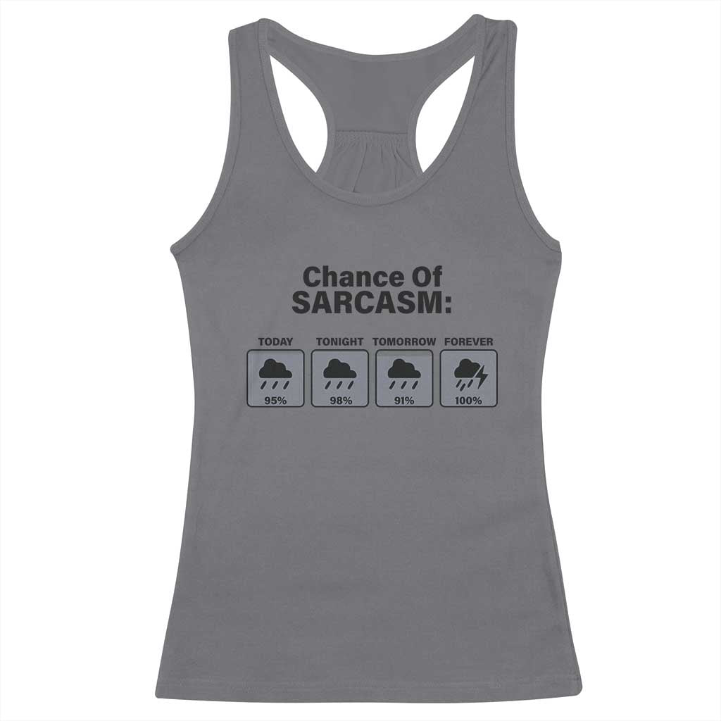 Funny Sarcastic Racerback Tank Top Chance Of Sarcasm Forecast Weather - Wonder Print Shop