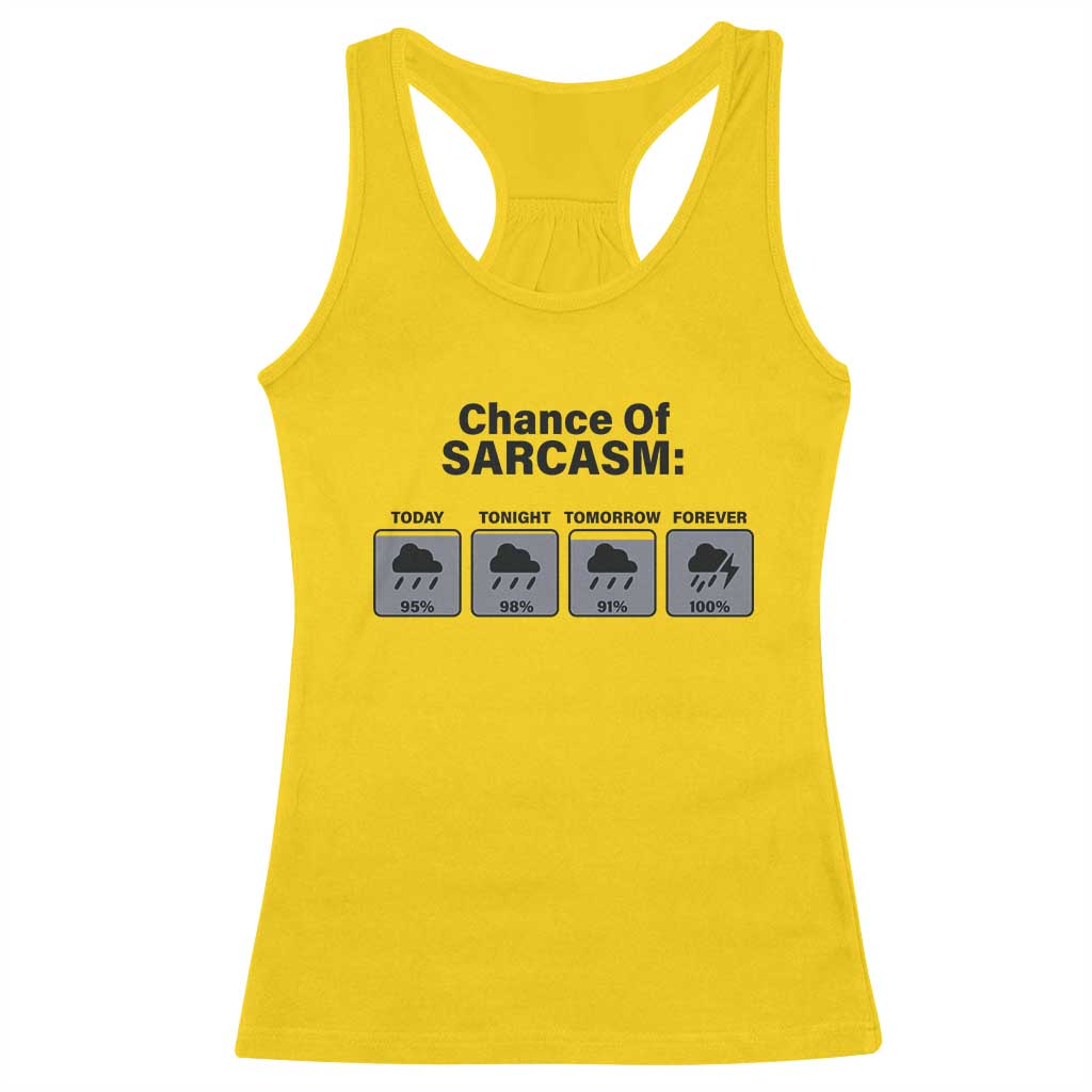 Funny Sarcastic Racerback Tank Top Chance Of Sarcasm Forecast Weather - Wonder Print Shop