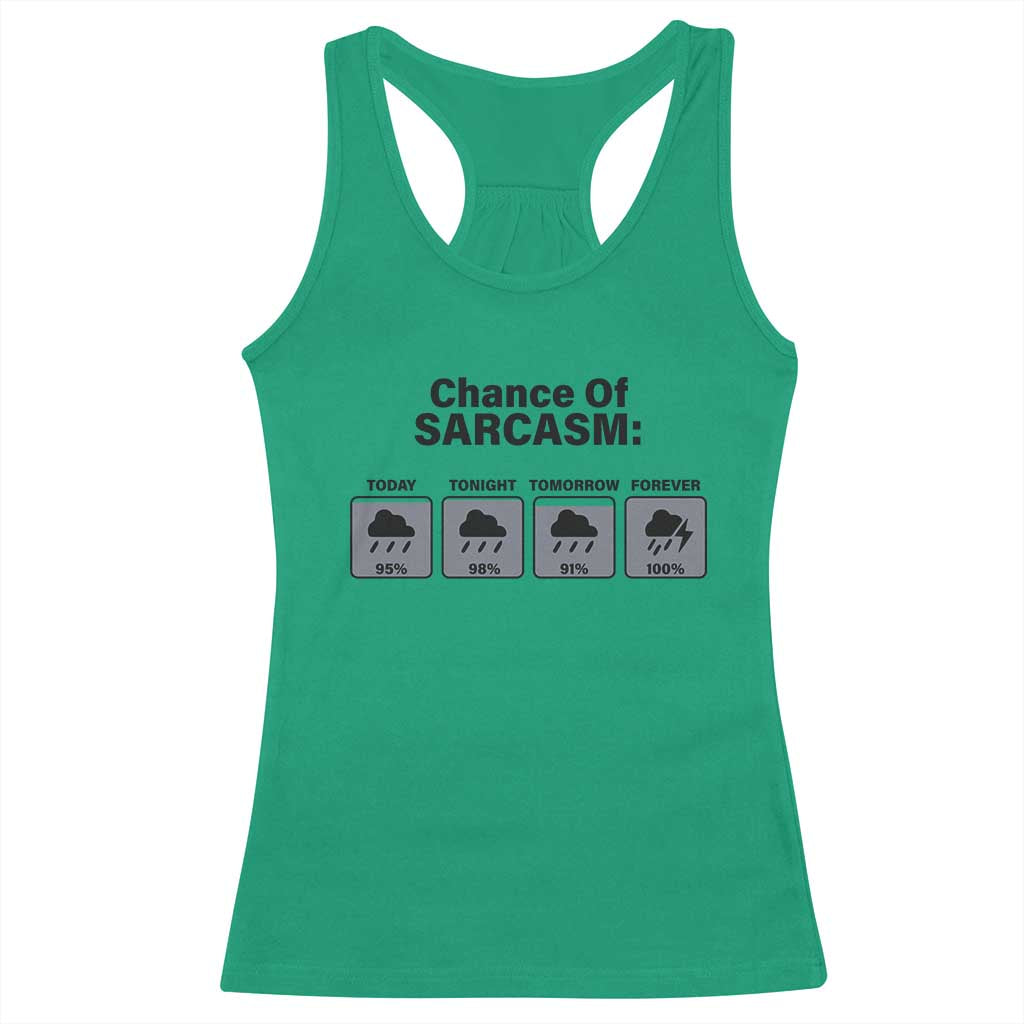 Funny Sarcastic Racerback Tank Top Chance Of Sarcasm Forecast Weather - Wonder Print Shop