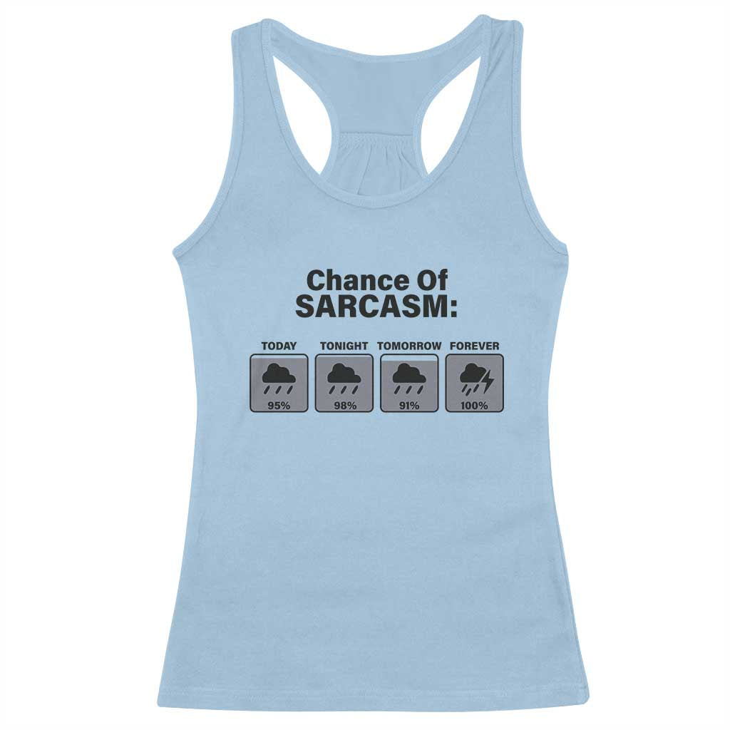 Funny Sarcastic Racerback Tank Top Chance Of Sarcasm Forecast Weather - Wonder Print Shop