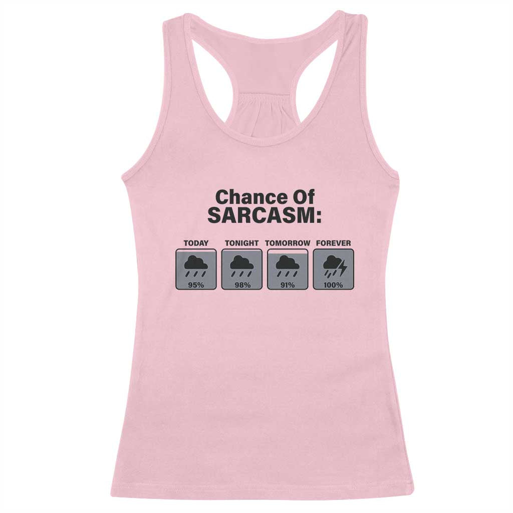 Funny Sarcastic Racerback Tank Top Chance Of Sarcasm Forecast Weather - Wonder Print Shop