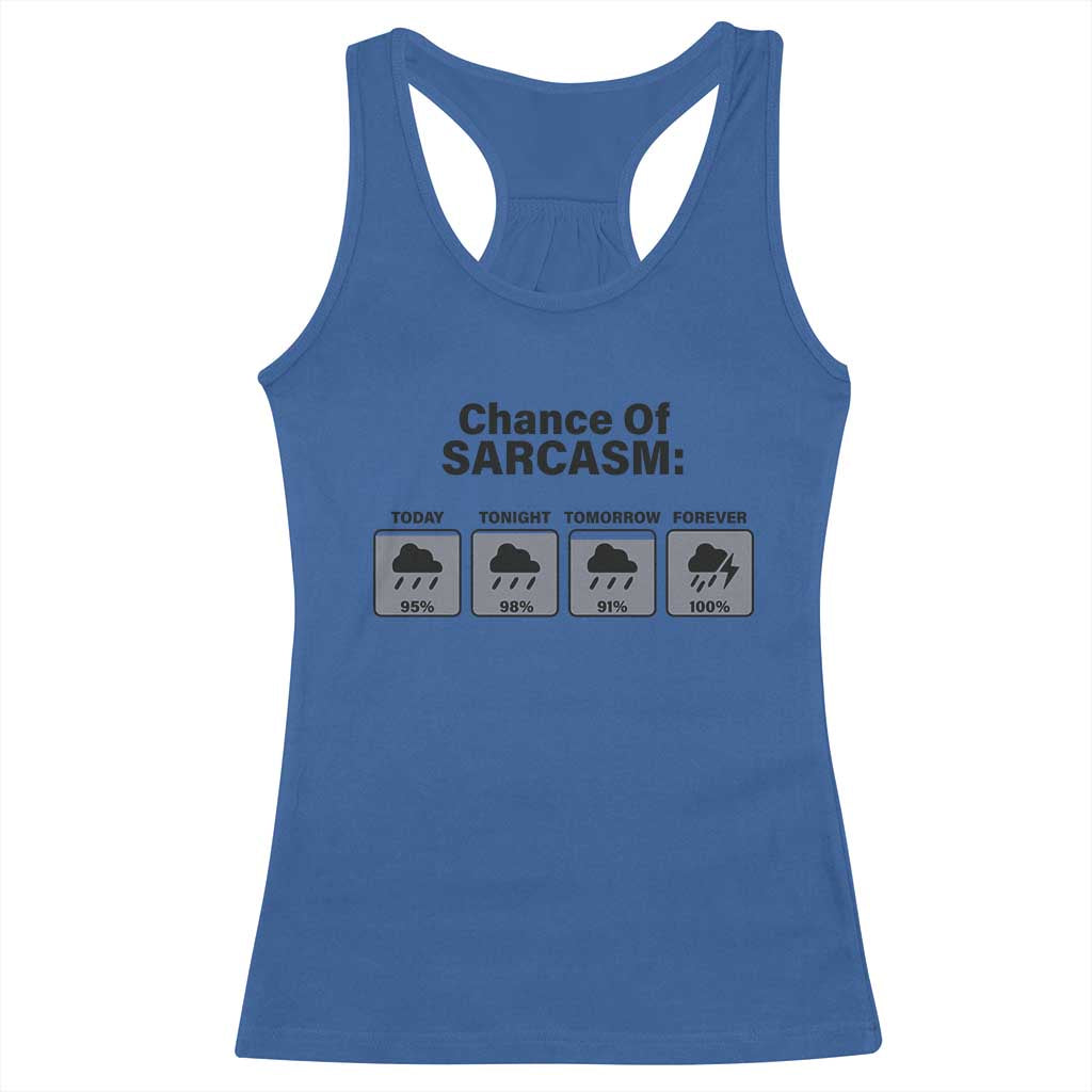 Funny Sarcastic Racerback Tank Top Chance Of Sarcasm Forecast Weather - Wonder Print Shop