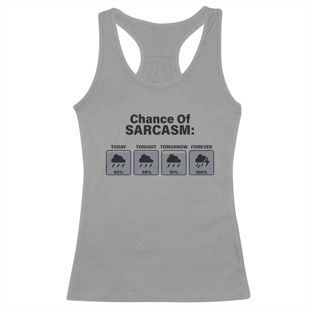 Funny Sarcastic Racerback Tank Top Chance Of Sarcasm Forecast Weather - Wonder Print Shop