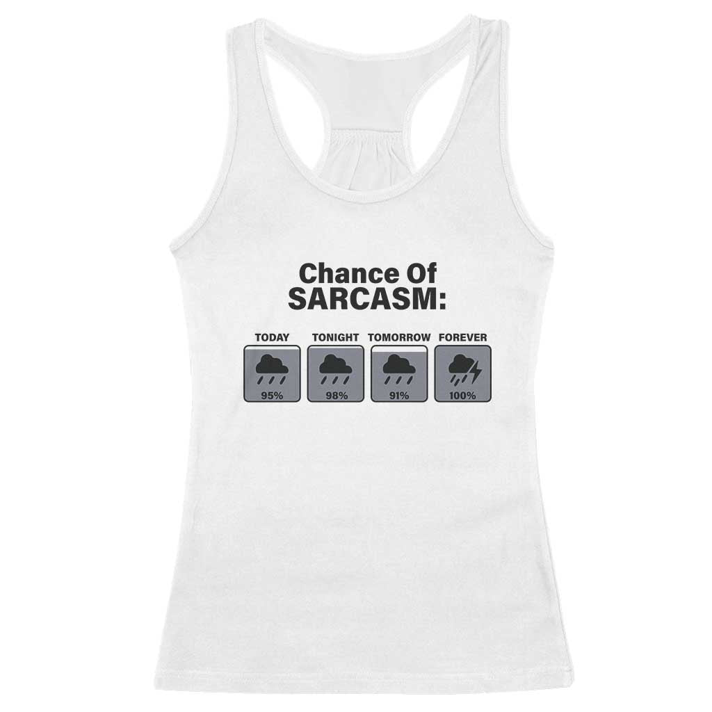 Funny Sarcastic Racerback Tank Top Chance Of Sarcasm Forecast Weather - Wonder Print Shop