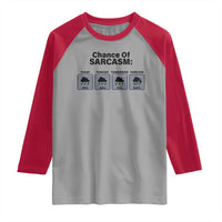 Funny Sarcastic Raglan Shirt Chance Of Sarcasm Forecast Weather - Wonder Print Shop