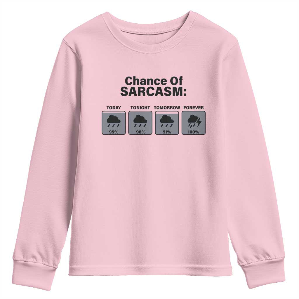 Funny Sarcastic Youth Sweatshirt Chance Of Sarcasm Forecast Weather - Wonder Print Shop
