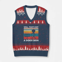 Funny Sarcastic V-Neck Knit Sweater Vest Retro Well Not A Good Sign Gag Gift - Wonder Print Shop
