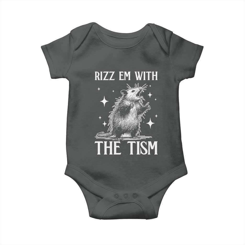 Funny Autism Opossum Baby Onesie Rizz Em With The Tism Meme Autistic ASD
