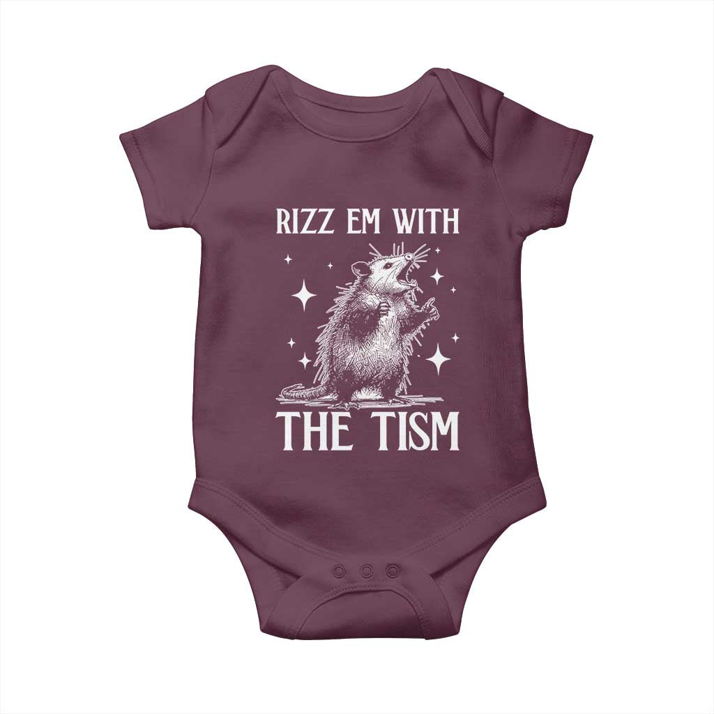 Funny Autism Opossum Baby Onesie Rizz Em With The Tism Meme Autistic ASD
