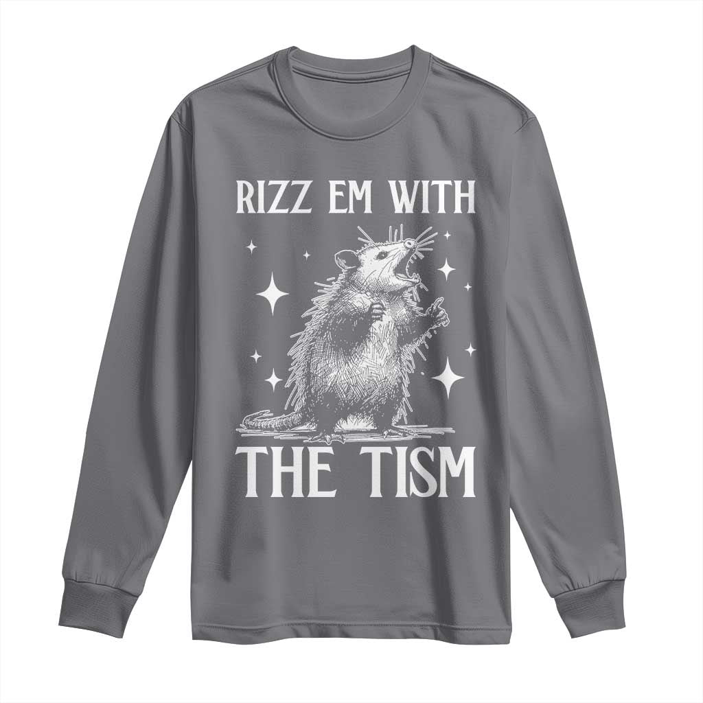 Funny Autism Opossum Long Sleeve Shirt Rizz Em With The Tism Meme Autistic ASD