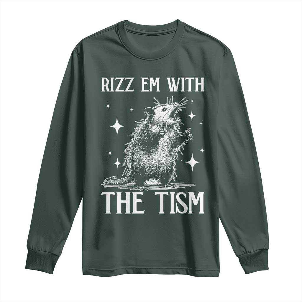 Funny Autism Opossum Long Sleeve Shirt Rizz Em With The Tism Meme Autistic ASD