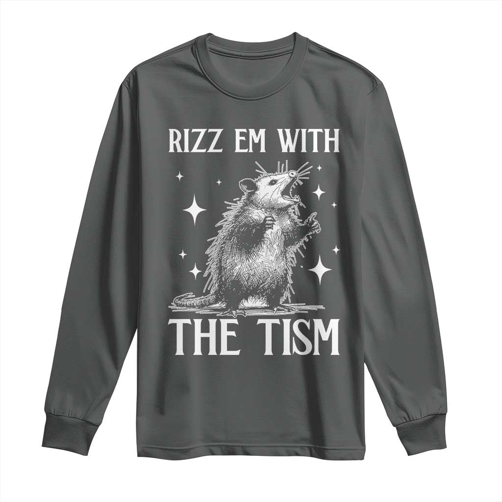 Funny Autism Opossum Long Sleeve Shirt Rizz Em With The Tism Meme Autistic ASD