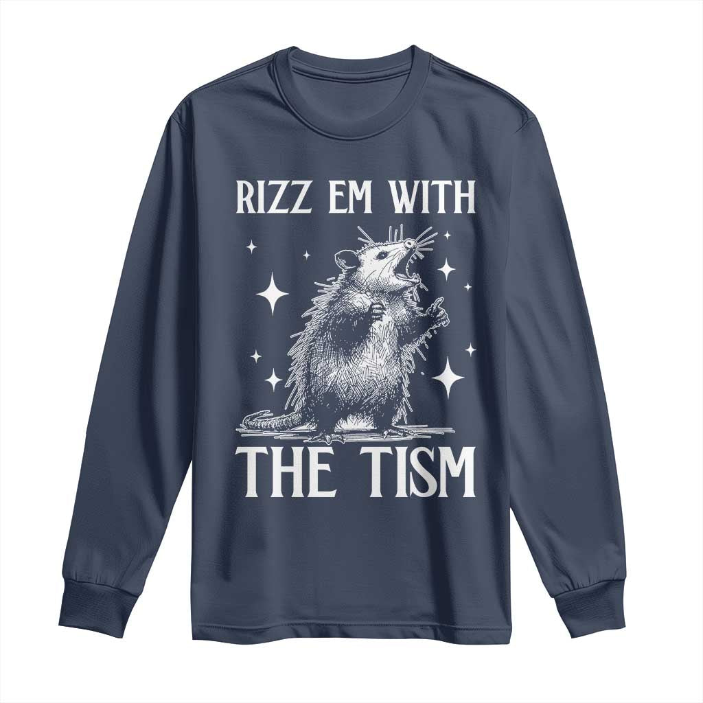 Funny Autism Opossum Long Sleeve Shirt Rizz Em With The Tism Meme Autistic ASD