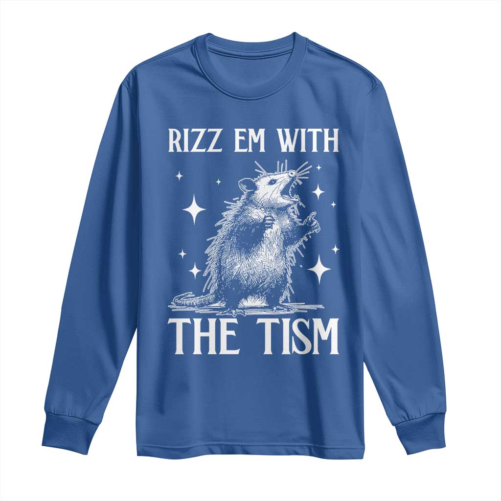 Funny Autism Opossum Long Sleeve Shirt Rizz Em With The Tism Meme Autistic ASD