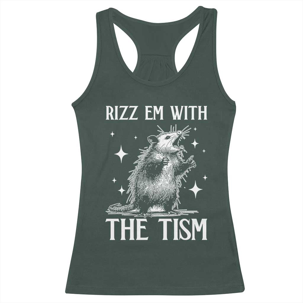 Funny Autism Opossum Racerback Tank Top Rizz Em With The Tism Meme Autistic ASD