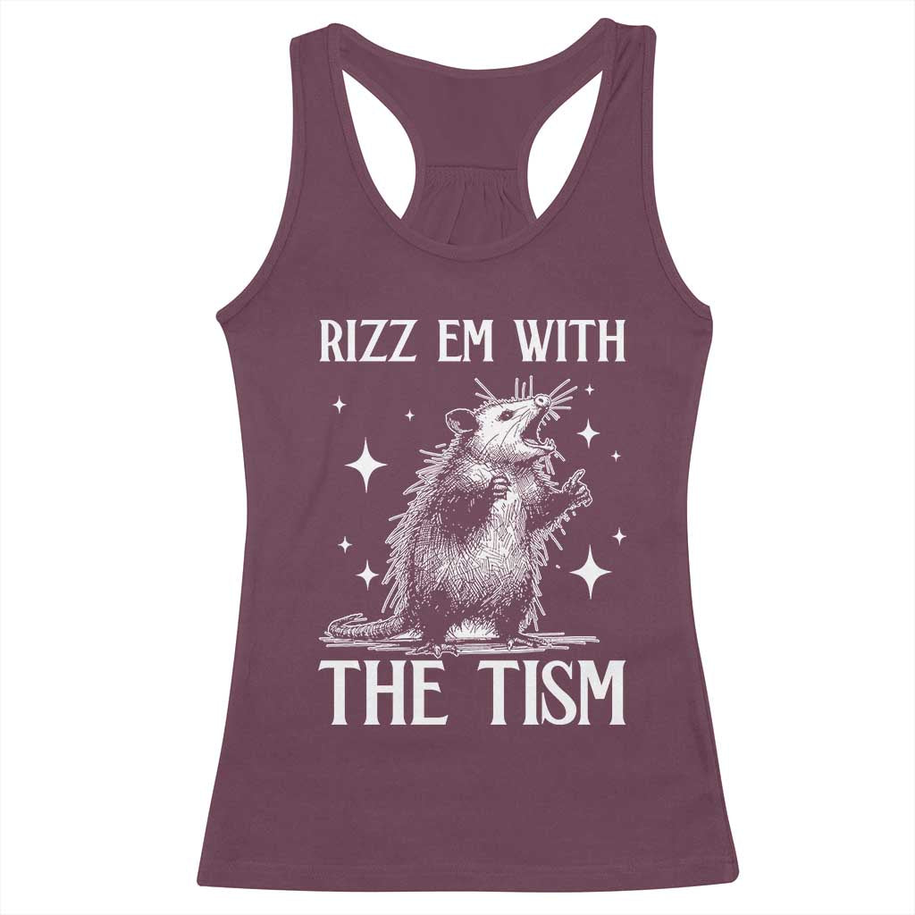 Funny Autism Opossum Racerback Tank Top Rizz Em With The Tism Meme Autistic ASD