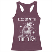 Funny Autism Opossum Racerback Tank Top Rizz Em With The Tism Meme Autistic ASD