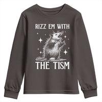 Funny Autism Opossum Youth Sweatshirt Rizz Em With The Tism Meme Autistic ASD