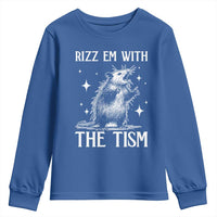 Funny Autism Opossum Youth Sweatshirt Rizz Em With The Tism Meme Autistic ASD