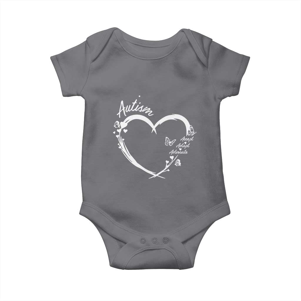 Autism Awareness Adaptation Baby Onesie Accept Adapt Advocate Love Heart