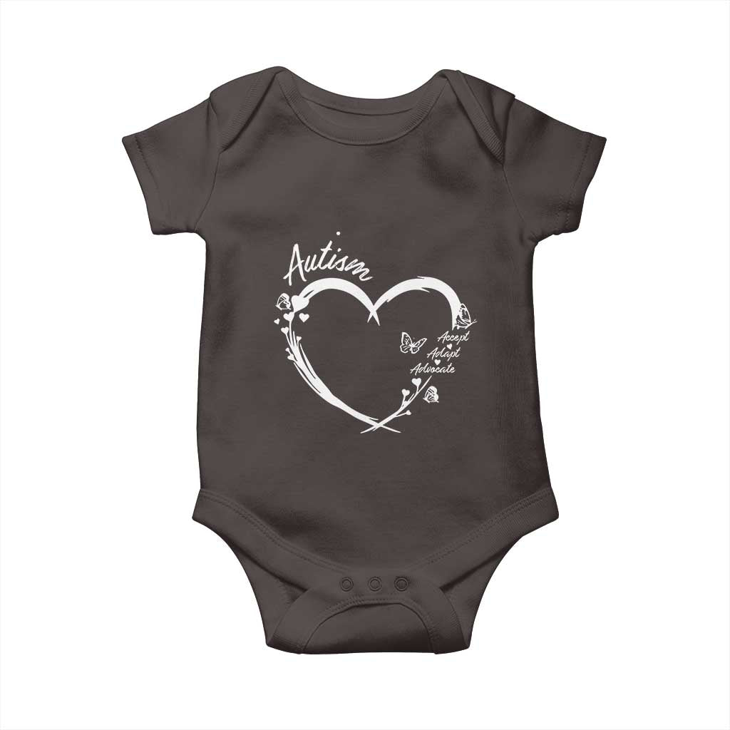 Autism Awareness Adaptation Baby Onesie Accept Adapt Advocate Love Heart