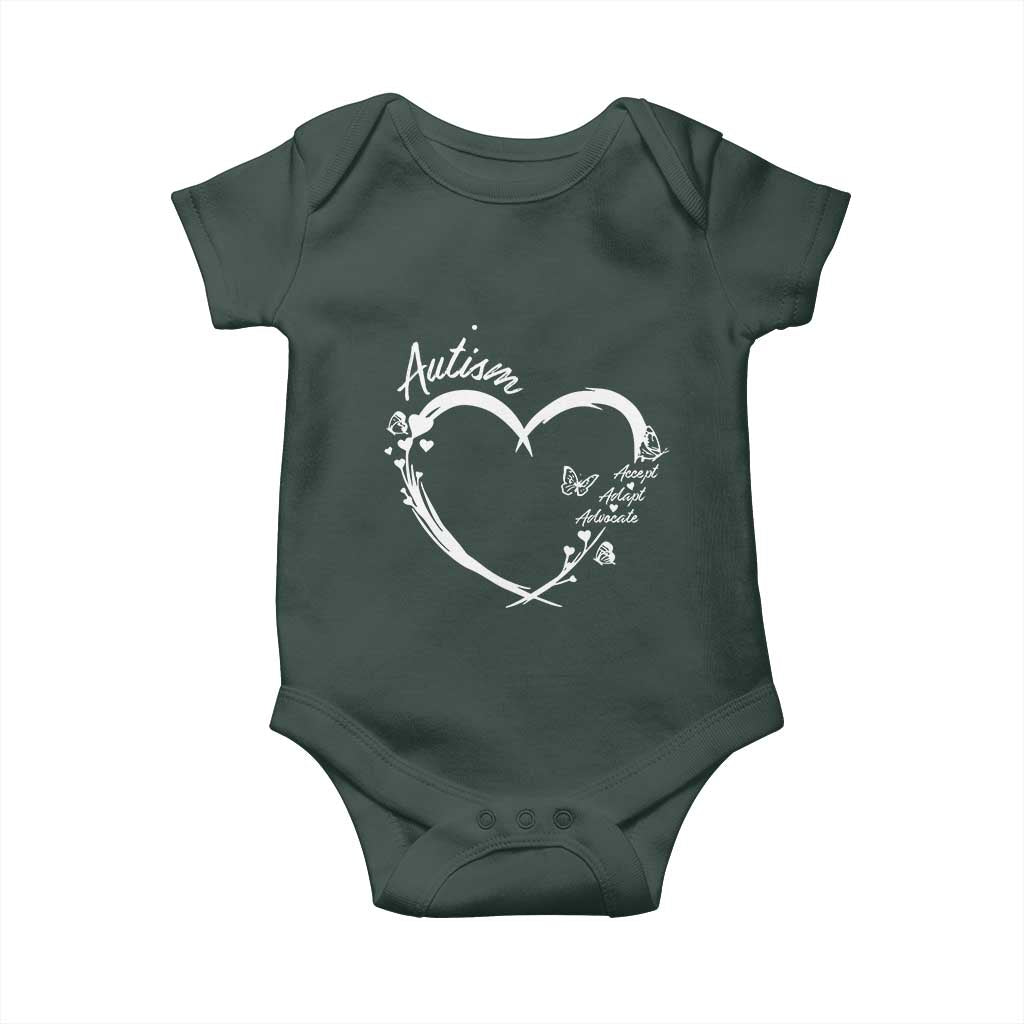 Autism Awareness Adaptation Baby Onesie Accept Adapt Advocate Love Heart