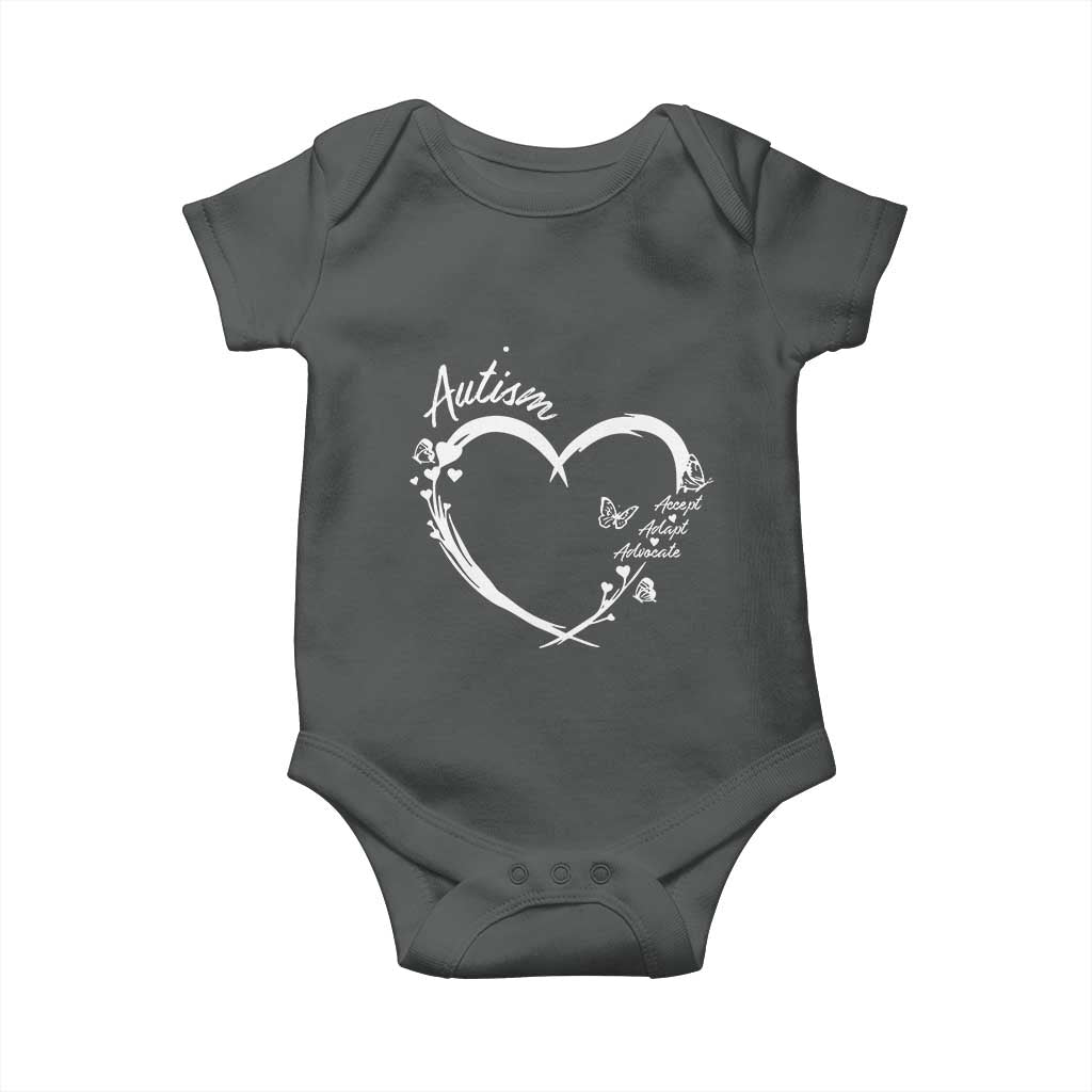 Autism Awareness Adaptation Baby Onesie Accept Adapt Advocate Love Heart